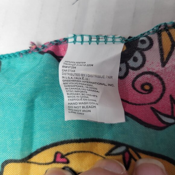 Day Of The Dead Sugar Skull Pattern Turquoise Scarf Wrap - Picture 3 of 3